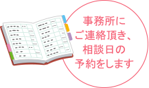 事務所にご連絡頂き、相談日の予約をします